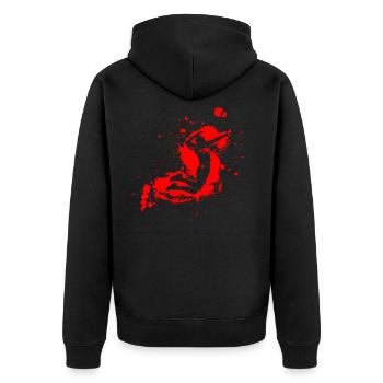 Volleyball Spike Man Rot - Unisex Premium Bio Zip Hoodie - Schwarz - Hinten - Nico (187cm)