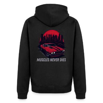 Muscle Car ne meurt jamais - Veste à capuche bio Premium Unisexe - noir - Dos - Nico (187cm)