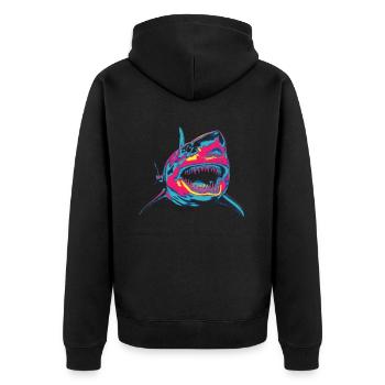 Requin coloré - Veste à capuche bio Premium Unisexe - noir - Dos - Nico (187cm)