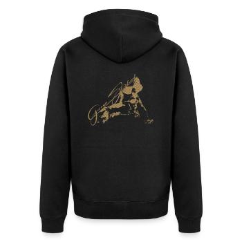 German Shepherd Motiv Raster - Unisex Premium Bio Zip Hoodie - Schwarz - Hinten - Nico (187cm)