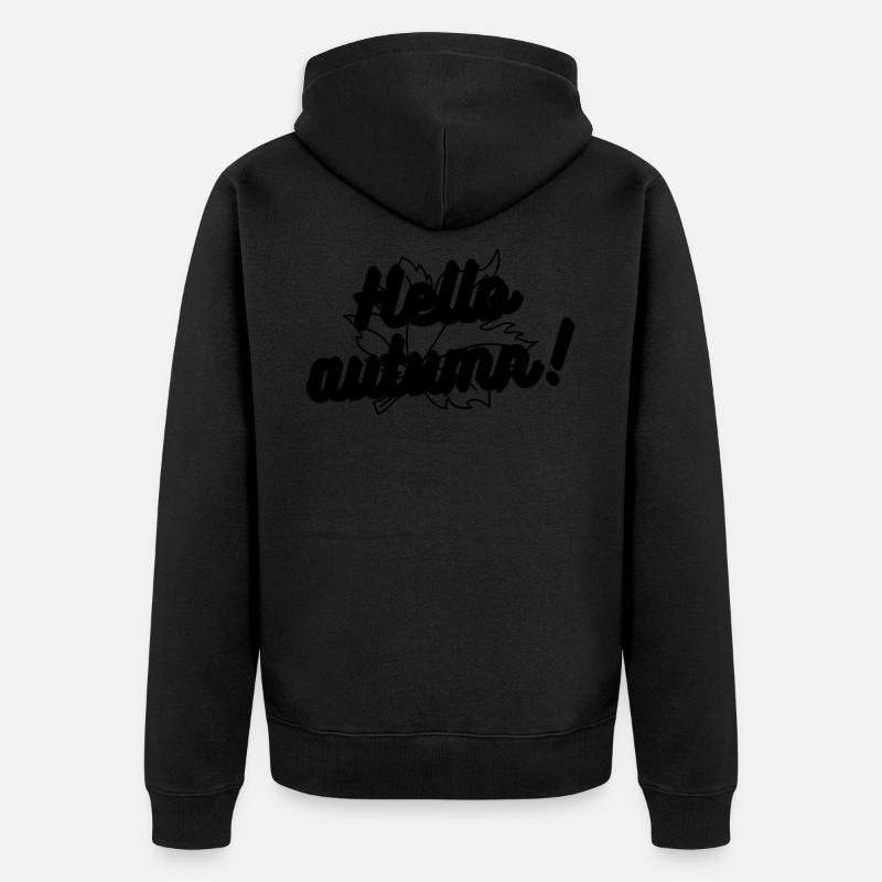 Hello autumn Hallo Herbst Fall - Unisex Premium Bio Zip Hoodie - Schwarz