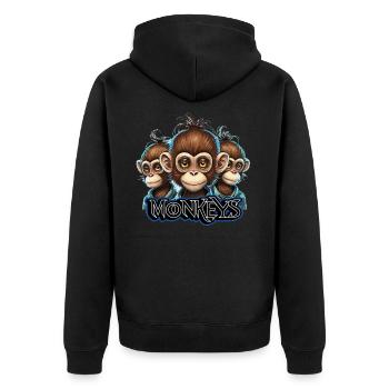 Monkeys 1 - Unisex Premium Organic Zip Hoodie - black - Back - Nico (187cm)