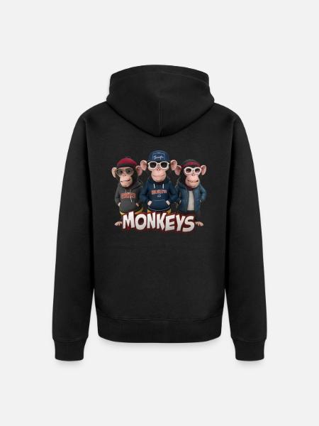 Monkeys 4 - Veste à capuche bio Premium Unisexe - noir