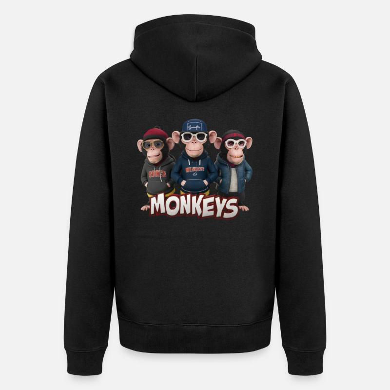 Monkeys 4 - Veste à capuche bio Premium Unisexe - noir