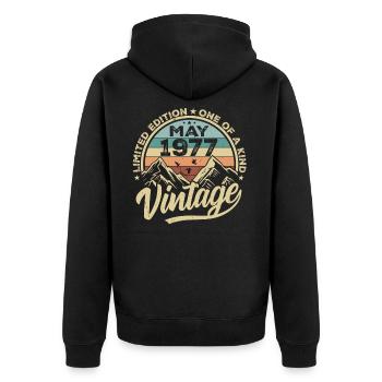 Birthday Vintage May 1977 original May 1977 - Unisex Premium Organic Zip Hoodie - black - Back - Nico (187cm)