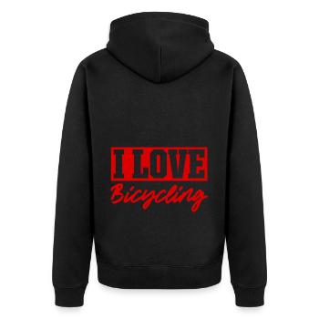 I love cycling - Unisex Premium Organic Zip Hoodie - black - Back - Nico (187cm)