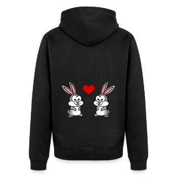 Rabbit Comic Couple Love - Unisex Premium Organic Zip Hoodie - black - Back - Nico (187cm)