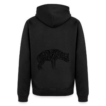 Hyäne Tribal Tattoo - Unisex Premium Bio Zip Hoodie - Schwarz - Hinten - Nico (187cm)