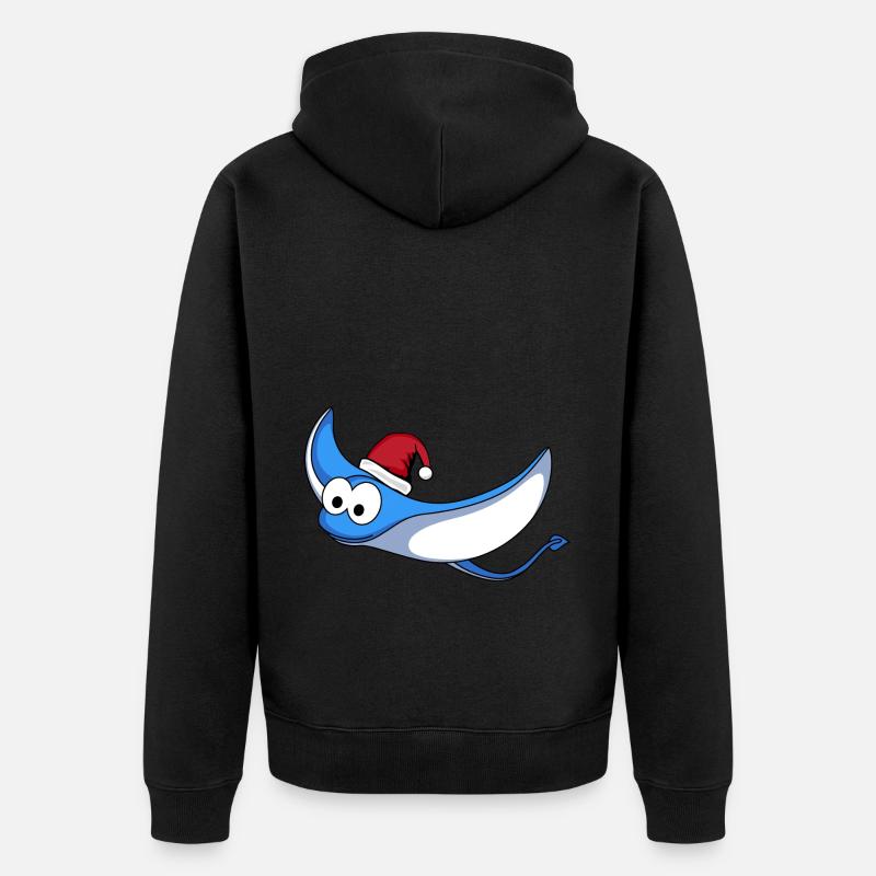 Rochen Comic Weihnachten - Unisex Premium Bio Zip Hoodie - Schwarz