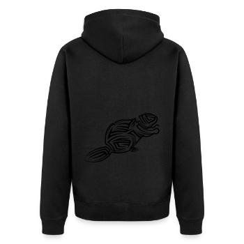 Biber Tribal Tattoo - Unisex Premium Bio Zip Hoodie - Schwarz - Hinten - Nico (187cm)