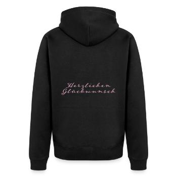 Herzlichen Glückwunsch - Unisex Premium Bio Zip Hoodie - Schwarz - Hinten - Nico (187cm)