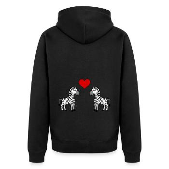 Zebra Comic Couple Love - Unisex Premium Organic Zip Hoodie - black - Back - Nico (187cm)