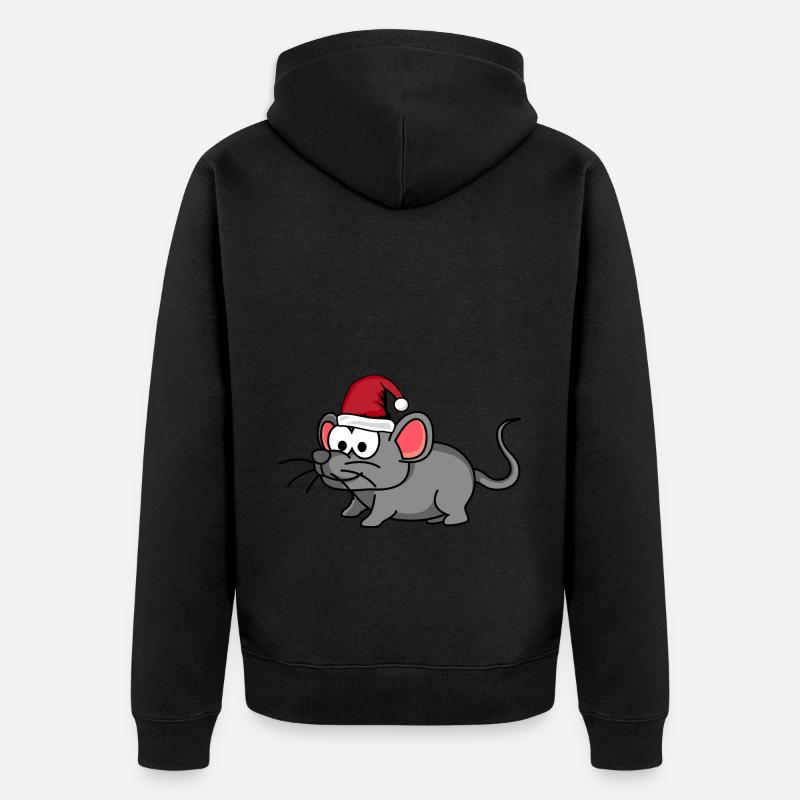 Souris Bande Dessinée Noël - Veste à capuche bio Premium Unisexe - noir