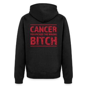 Cancer chose the wrong ones - Unisex Premium Organic Zip Hoodie - black - Back - Nico (187cm)