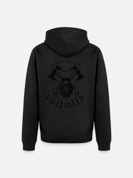 Victory or Valhalla - Unisex Premium Bio Zip Hoodie - Schwarz