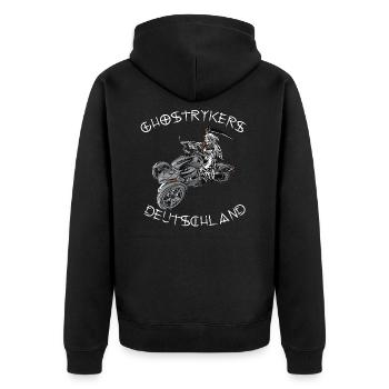 Ghostryker Germany White - Unisex Premium Organic Zip Hoodie - black - Back - Nico (187cm)
