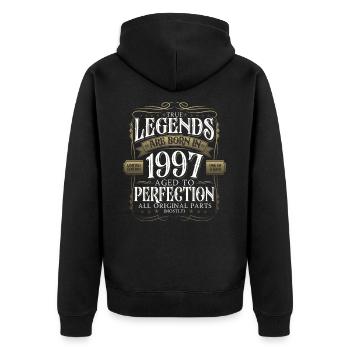 Legende 1997 25. Geburtstag Geschenk Herren Lustig - Unisex Premium Bio Zip Hoodie - Schwarz - Hinten - Nico (187cm)