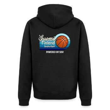 Suomi Finnland Basketball - Unisex Premium Bio Zip Hoodie - Schwarz - Hinten - Nico (187cm)