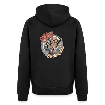 logo erichs erben - Unisex Premium Bio Zip Hoodie - Schwarz - Hinten - Nico (187cm)