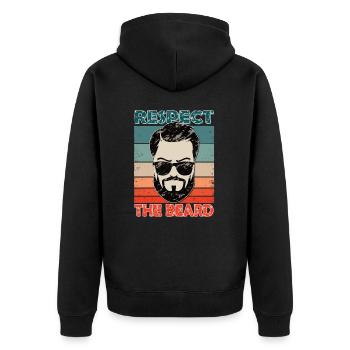 3 Tage Bart | Hip | Oberlippenbart | Holzfäller - Unisex Premium Bio Zip Hoodie - Schwarz - Hinten - Nico (187cm)