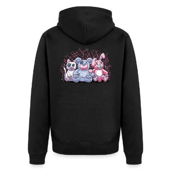 Voodoo Cuties - Unisex Premium Bio Zip Hoodie - Schwarz - Hinten - Nico (187cm)