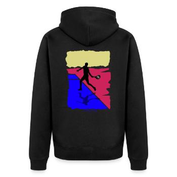 Padel Geschenk für Padel Spieler - Unisex Premium Bio Zip Hoodie - Schwarz - Hinten - Nico (187cm)