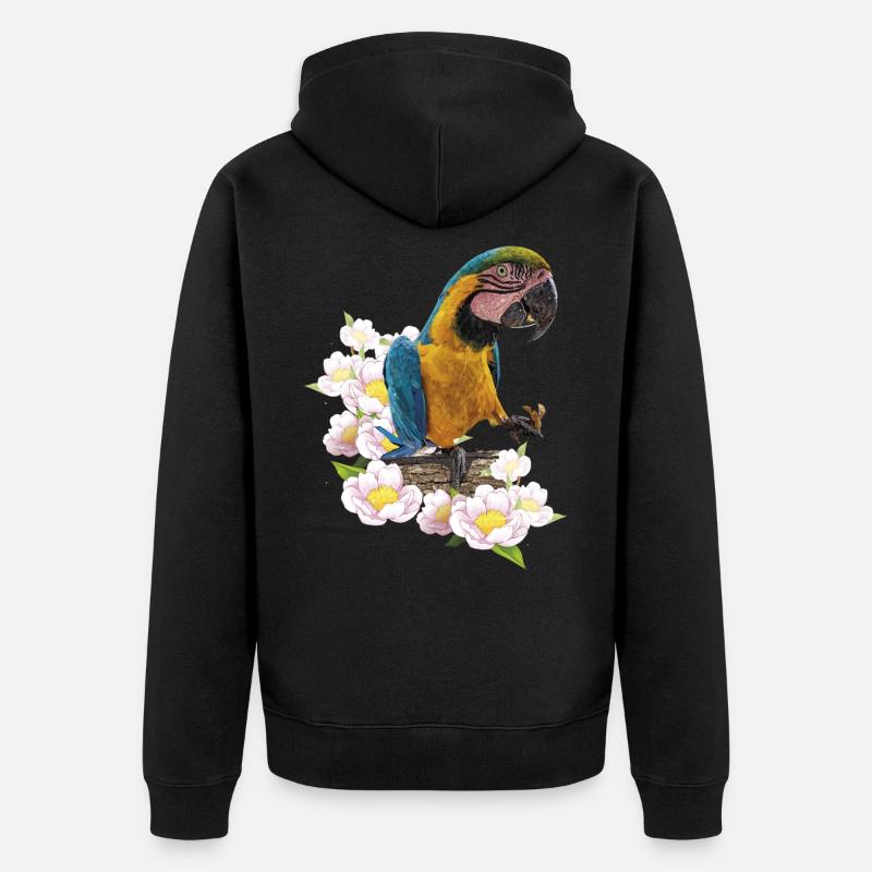 L’ara bleu et jaune - Veste à capuche bio Premium Unisexe - noir
