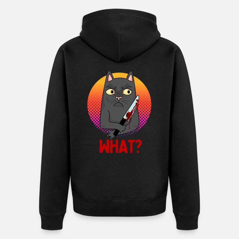 Funny Innocent Murder Cat Scary - Unisex Premium Bio Zip Hoodie - Schwarz