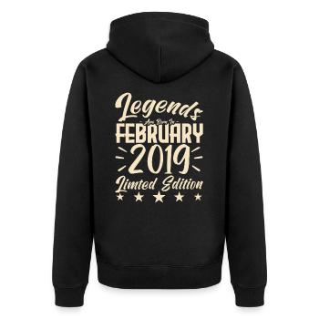 Naissance En Février 2019. Cadeau d'anniversaire. - Veste à capuche bio Premium Unisexe - noir - Dos - Nico (187cm)