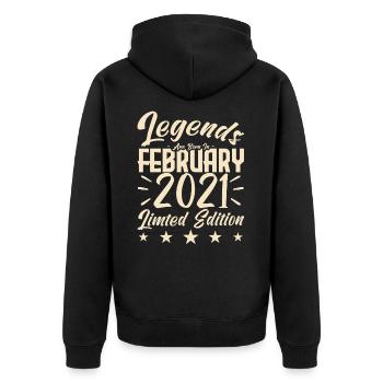 Naissance En Février 2021. Cadeau d'anniversaire. - Veste à capuche bio Premium Unisexe - noir - Dos - Nico (187cm)