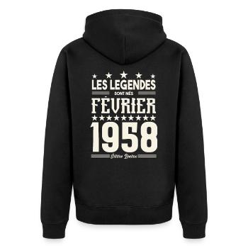 cadeau d'anniversaire Février 1958. février 1958. - Veste à capuche bio Premium Unisexe - noir - Dos - Nico (187cm)