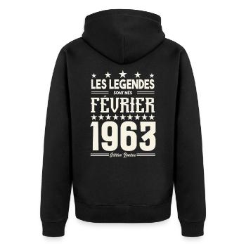 cadeau d'anniversaire Février 1963. février 1963. - Veste à capuche bio Premium Unisexe - noir - Dos - Nico (187cm)