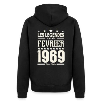 cadeau d'anniversaire Février 1969. février 1969. - Veste à capuche bio Premium Unisexe - noir - Dos - Nico (187cm)
