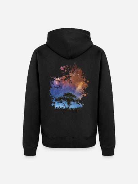 Baum bei Nacht - Unisex Premium Bio Zip Hoodie - Schwarz
