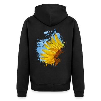 Sonnenblume - Unisex Premium Bio Zip Hoodie - Schwarz - Hinten - Nico (187cm)