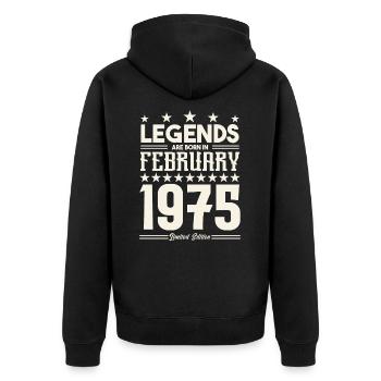 Gift legend February 1975. Gift February 1975. - Unisex Premium Organic Zip Hoodie - black - Back - Nico (187cm)