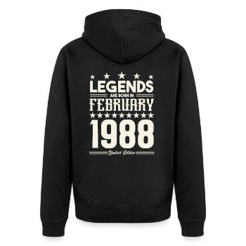Cadeau Légende Février 1988. cadeau février 1988. - Veste à capuche bio Premium Unisexe - noir - Dos - Nico (187cm)