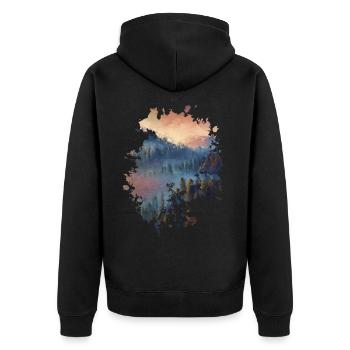 Landschaft - Unisex Premium Bio Zip Hoodie - Schwarz - Hinten - Nico (187cm)