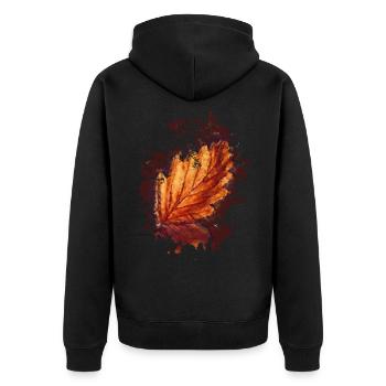 Blatt - Unisex Premium Bio Zip Hoodie - Schwarz - Hinten - Nico (187cm)