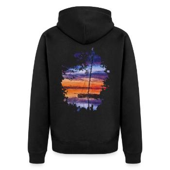 Boot - Unisex Premium Bio Zip Hoodie - Schwarz - Hinten - Nico (187cm)
