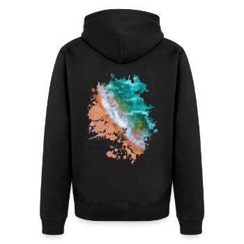 Strand - Unisex Premium Bio Zip Hoodie - Schwarz - Hinten - Nico (187cm)