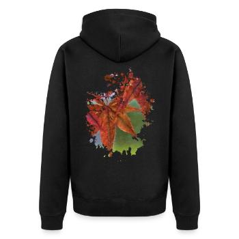 Blatt - Unisex Premium Bio Zip Hoodie - Schwarz - Hinten - Nico (187cm)