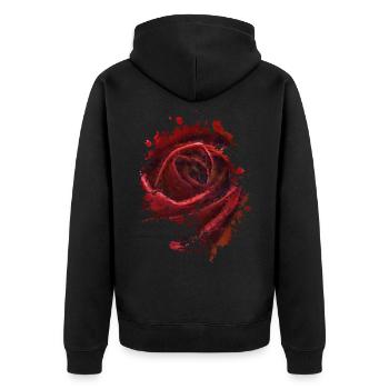 Rose - Unisex Premium Bio Zip Hoodie - Schwarz - Hinten - Nico (187cm)