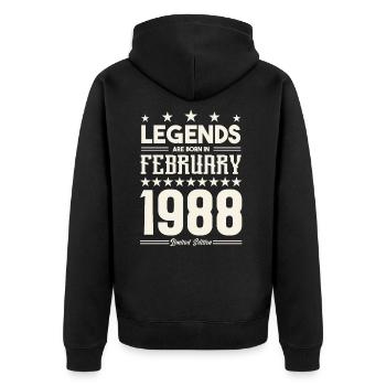 Cadeau Légende Février 1988. cadeau février 1988. - Veste à capuche bio Premium Unisexe - noir - Dos - Nico (187cm)