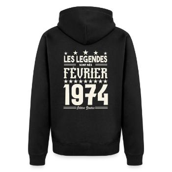 cadeau d'anniversaire Février 1974. février 1974. - Veste à capuche bio Premium Unisexe - noir - Dos - Nico (187cm)