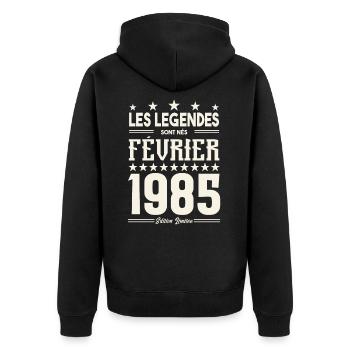 cadeau d'anniversaire Février 1985. février 1985. - Veste à capuche bio Premium Unisexe - noir - Dos - Nico (187cm)