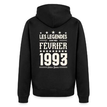 cadeau d'anniversaire Février 1993. février 1993. - Veste à capuche bio Premium Unisexe - noir - Dos - Nico (187cm)