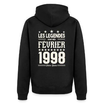 cadeau d'anniversaire Février 1998. février 1998. - Veste à capuche bio Premium Unisexe - noir - Dos - Nico (187cm)