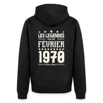 cadeau d'anniversaire Février 1970. février 1970. - Veste à capuche bio Premium Unisexe - noir - Dos - Nico (187cm)