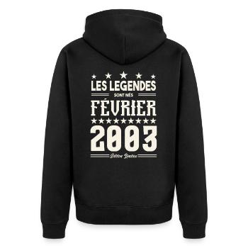 cadeau d'anniversaire Février 2003. février 2003. - Veste à capuche bio Premium Unisexe - noir - Dos - Nico (187cm)